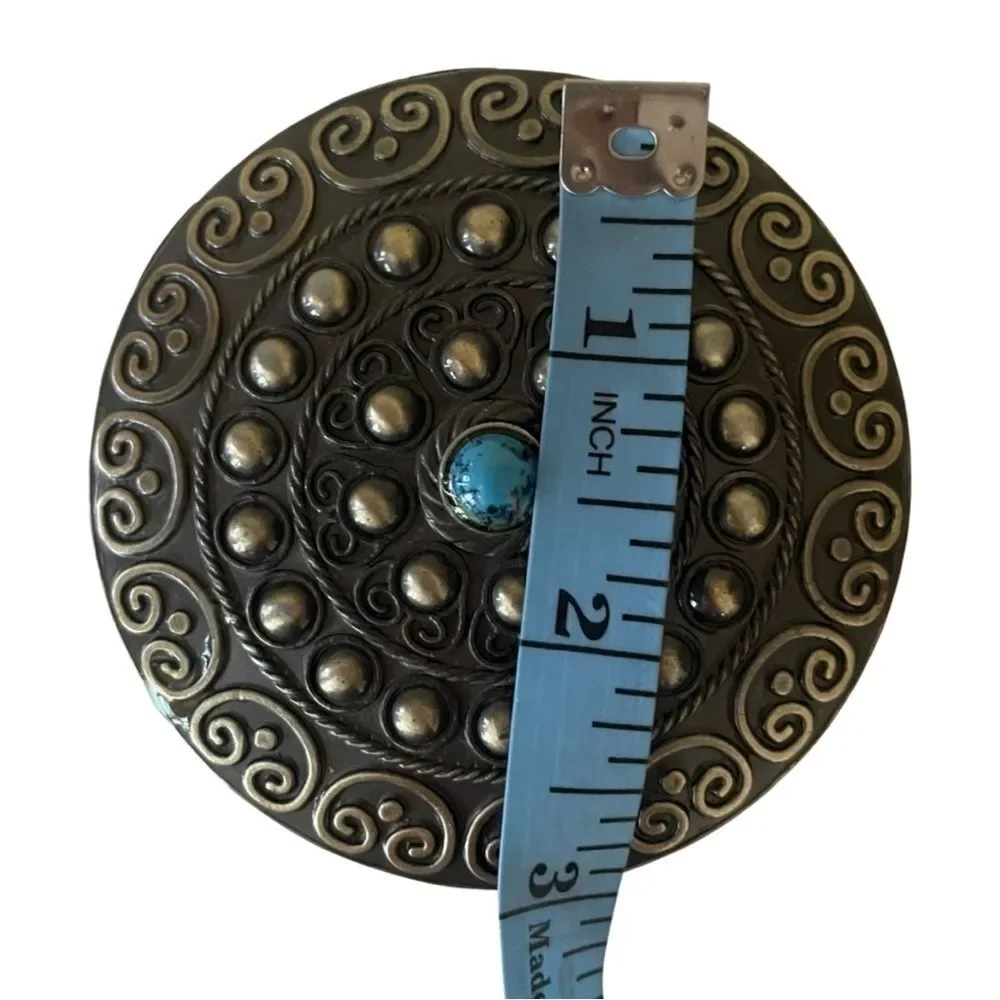 Bohemian Round Belt Buckle With Turquoise Stone